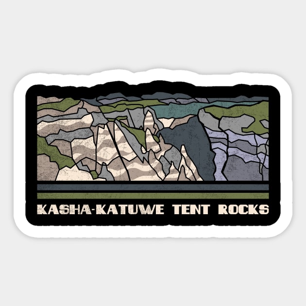 Kasha-Katuwe Tent Rocks National Monument Nature Lover Vintage Retro Skyline Hiking Outdoor Travel Adventure Sticker by NickDezArts